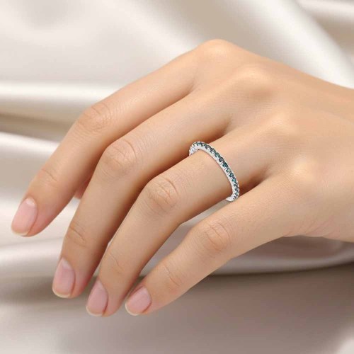 Körbe köves kék gyémánt gyűrű, fehérarany - 1,5mm