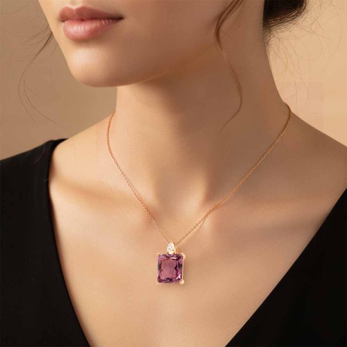 Turmalin nyaklánc rosegold-ból