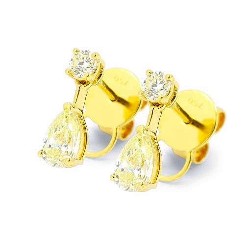 Gyémánt fülbevaló - Sárga csepp - Ceres