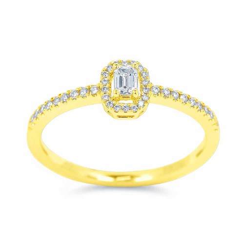 Emerald gyémánt eljegyzési gyűrű - 0,21ct - arany