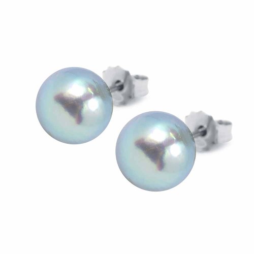 Gyöngy fülbevaló - 8,7mm - kék akoya