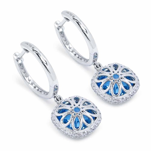 Kék topáz fülbevaló gyémántokkal - Emilia