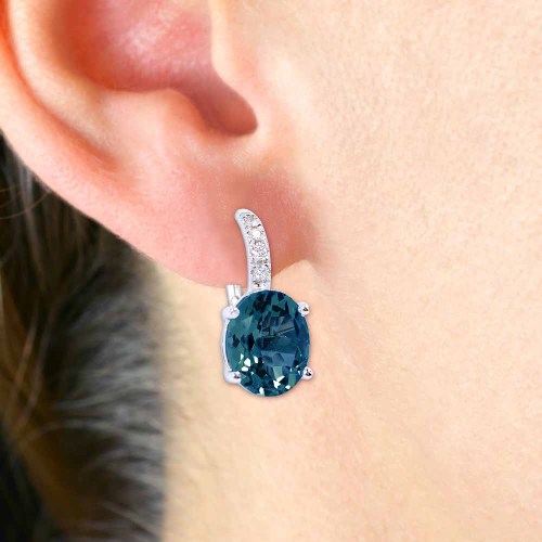 London blue topáz fülbevaló gyémántokkal - Amanda