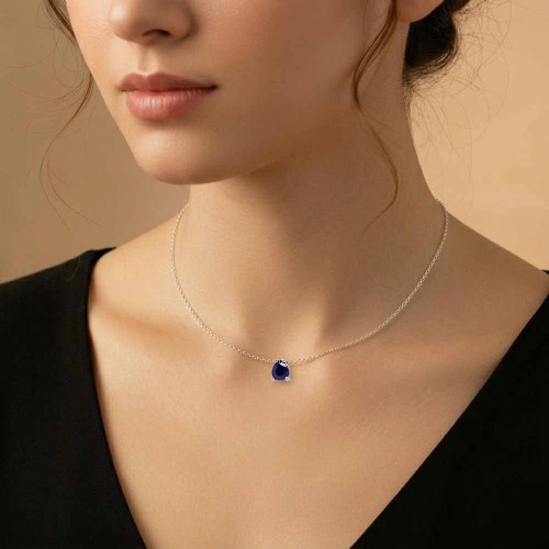 Csepp zafír medál láncon
