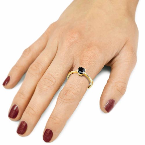 Fekete gyémánt eljegyzési gyűrű - 0,7-1ct