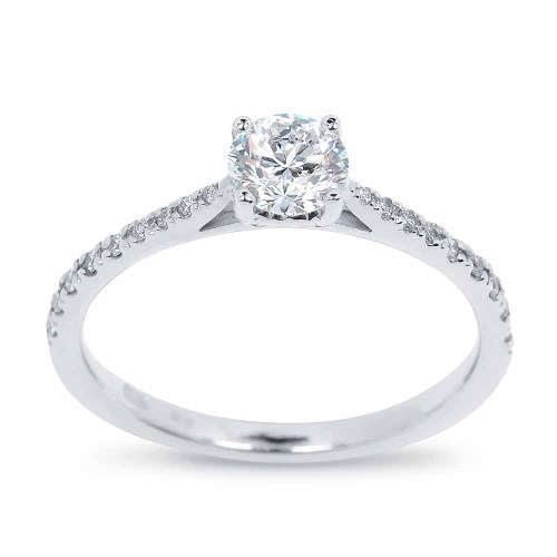 Gyémánt eljegyzési gyűrű - 0,5+0,2 karát - fehérarany