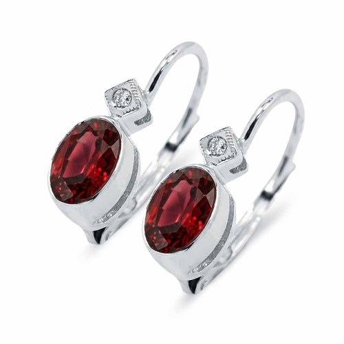 Ovális gránát fülbevaló - kapcsos