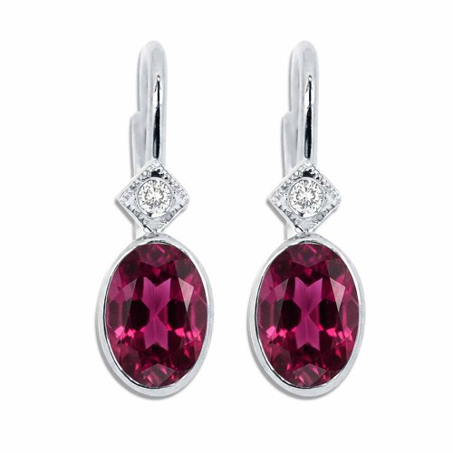 Ovális rubin fülbevaló - kapcsos