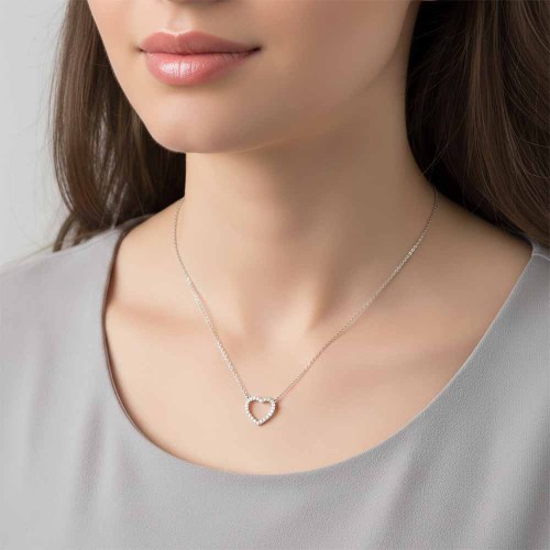 Szív gyémánt nyaklánc - 0,13ct