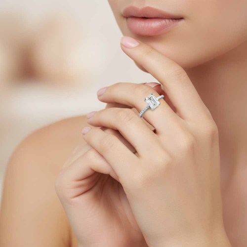 Gyémánt eljegyzési gyűrű - 1,6 karát - Emerald cut