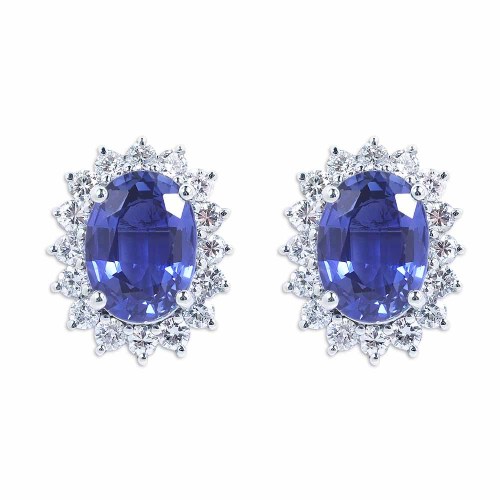 Tanzanit fülbevaló - ovális - fehérarany