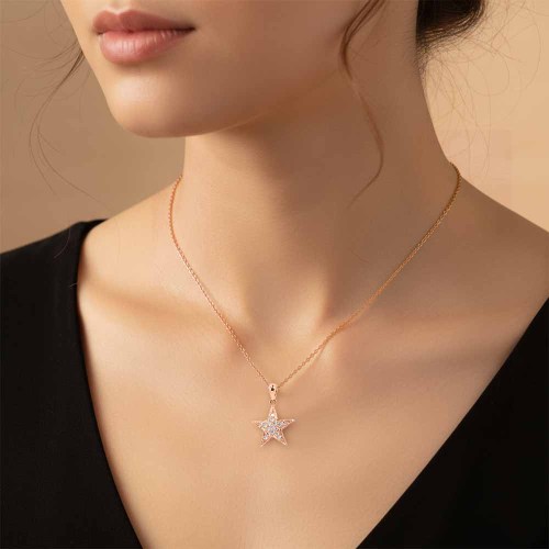 Csillag medál - rosegold - 0,12ct
