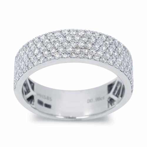 Öt soros gyémánt gyűrű, fehérarany - 1 karát