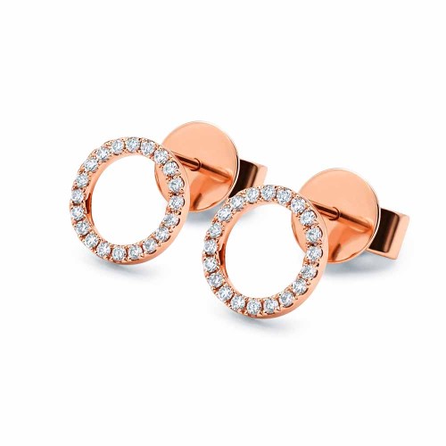 Gyémánt fülbevaló - brill karika - rosegold