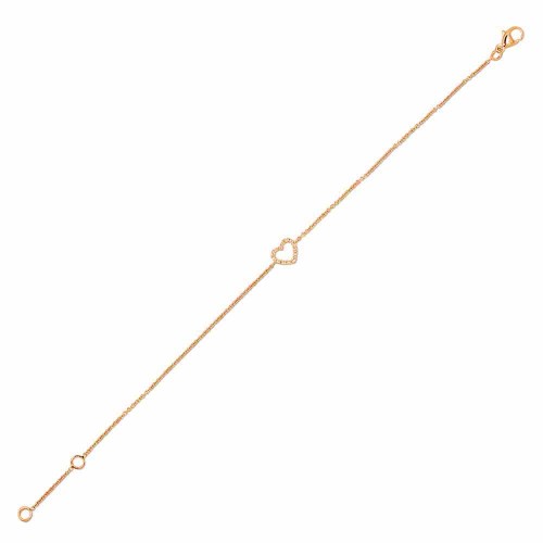 Karika gyémánt karlánc - Szív - rosegold