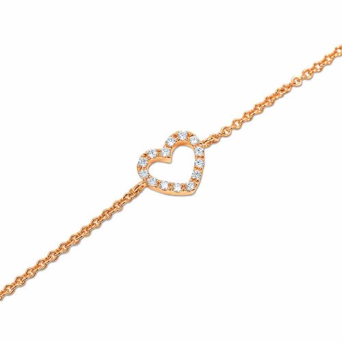 Karika gyémánt karlánc - Szív - rosegold