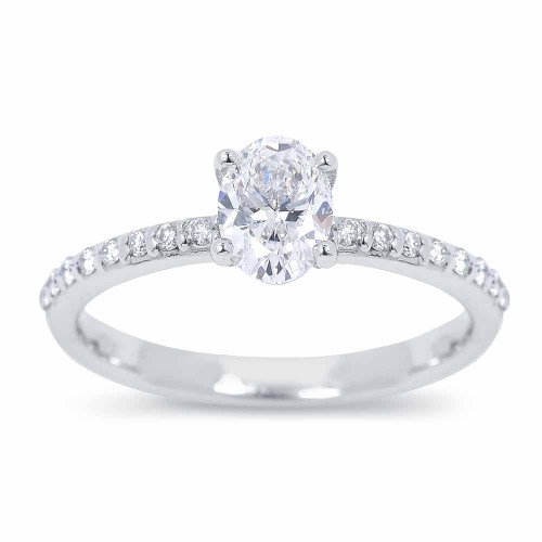 Gyémánt eljegyzési gyűrű - ovális 0,7ct - fehérarany