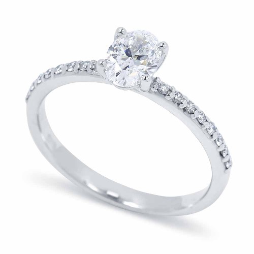 Gyémánt eljegyzési gyűrű - ovális 0,7ct - fehérarany