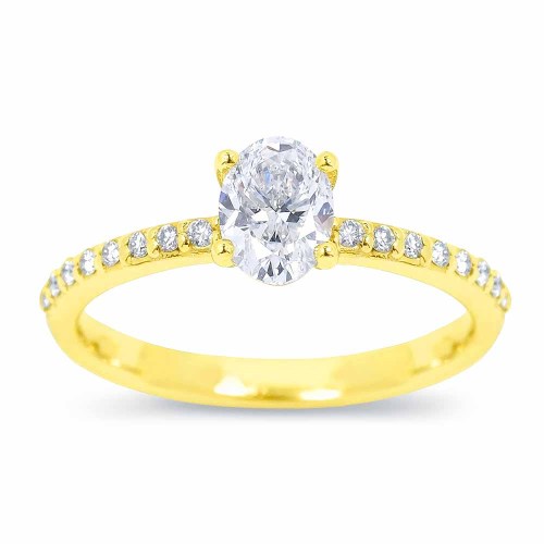 Gyémánt eljegyzési gyűrű - 0,7 karátos ovális - arany