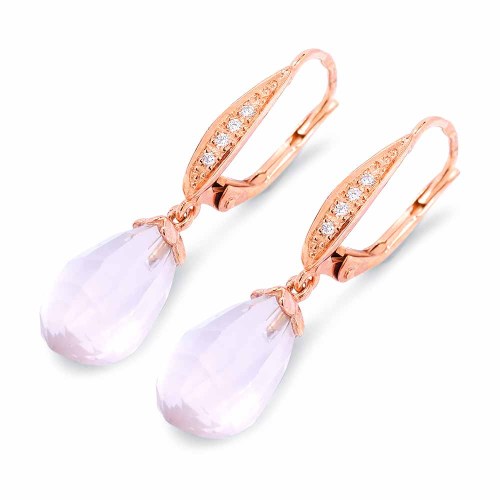 Rózsakvarc fülbevaló gyémántokkal - Inessa