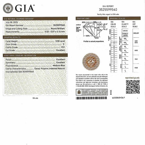 Gyémánt eljegyzési gyűrű - 0,5+0,2 karát - fehérarany