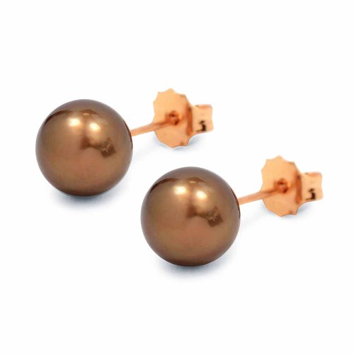 Gyöngy fülbevaló - 8,4mm - aranybarna