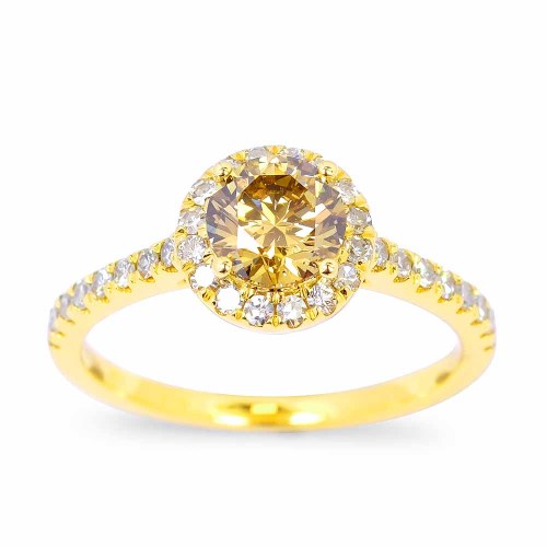 1,38ct konyak gyémánt gyűrű - Halo
