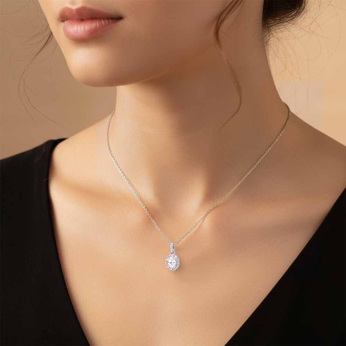 Ovális gyémánt medál - 0,17ct - fehérarany
