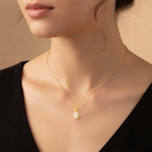 Ovális gyémánt medál - 0,17ct - arany