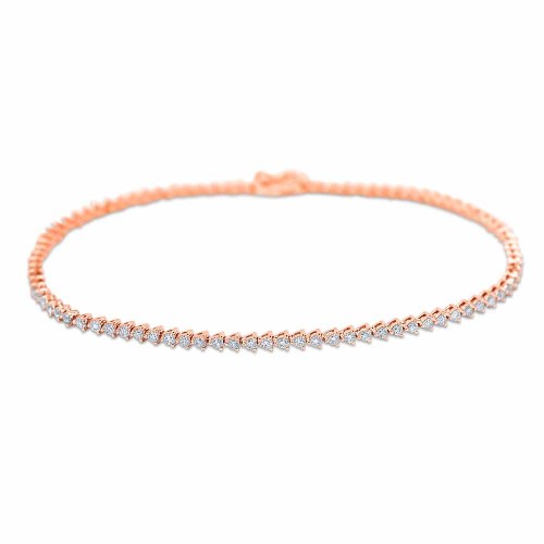Gyémánt tenisz karkötő - rosegold - 1ct