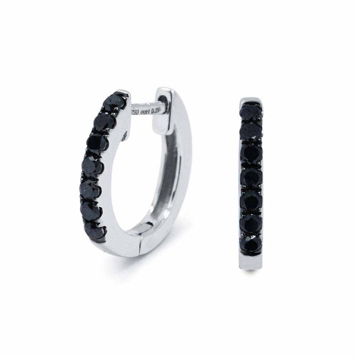 Karika fekete gyémánt fülbevaló, fehérarany