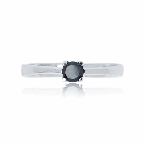 Fekete gyémánt eljegyzési gyűrű - szögletes - fehérarany