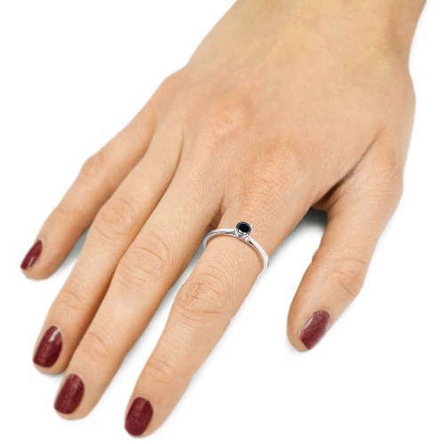 Fekete gyémánt gyűrű - fehérarany - 4-4,5mm