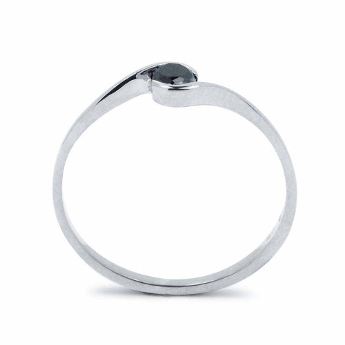 Fekete gyémánt eljegyzési gyűrű - íves