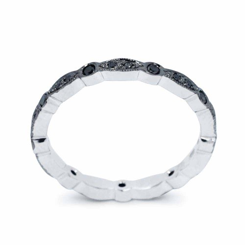 Fekete gyémánt körbeköves gyűrű, mintás