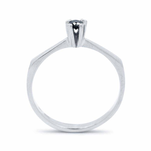 Fekete gyémánt eljegyzési gyűrű - 2,5mm - fehérarany