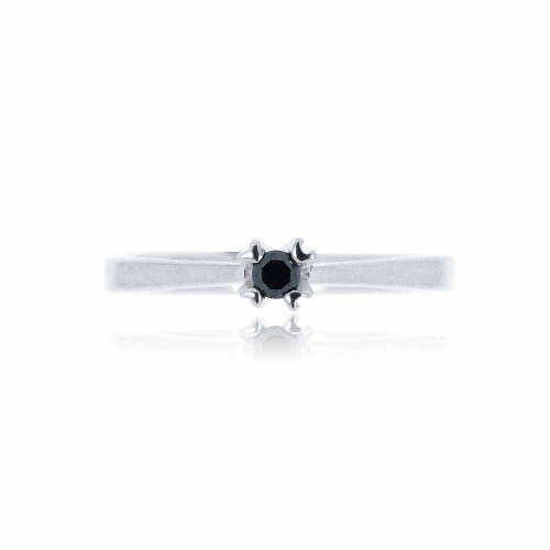 Fekete gyémánt eljegyzési gyűrű - 2,5mm - fehérarany