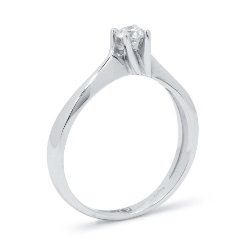 Eljegyzési gyűrű gyémánttal - asszimetrikus - fehérarany