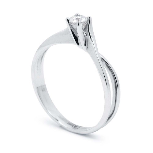 Eljegyzési gyűrű gyémánttal - asszimetrikus - fehérarany
