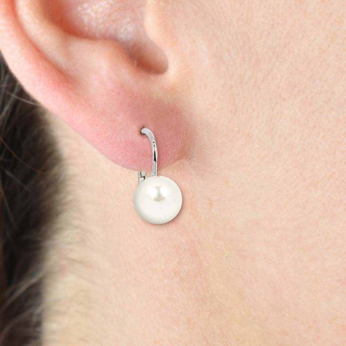Gyöngy fülbevaló - fehérarany - kapcsos