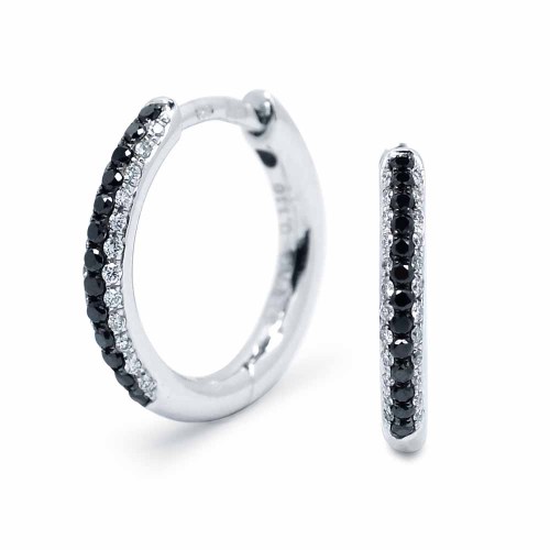 Fekete és fehér gyémánt karika fülbevaló