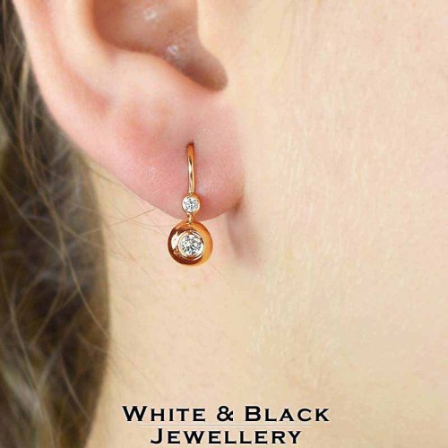 Gyémánt fülbevaló - dupla buton - rosegold