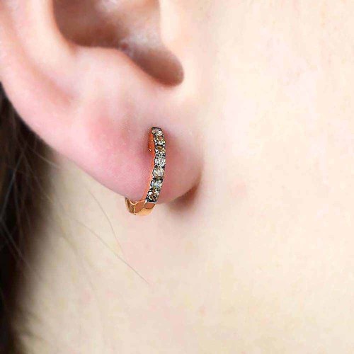 Karika konyak gyémánt fülbevaló - rosegold