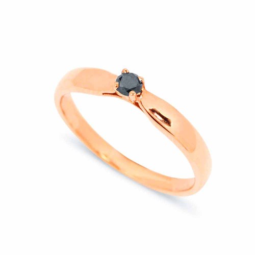 Fekete gyémánt gyűrű - négy karmos - rosegold