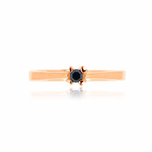Fekete gyémánt eljegyzési gyűrű - 2,5mm - rosegold