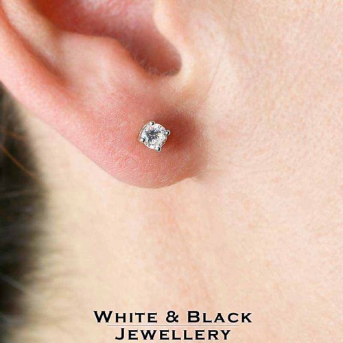 Gyémánt fülbevaló 3,3-3,5mm - fehérarany