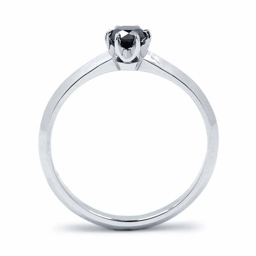 Fekete gyémántgyűrű eljegyzéshez - fehérarany - 4-4,5mm