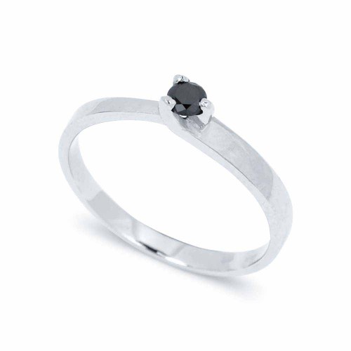 Fekete gyémánt gyűrű - 3,0mm ívelt - fehérarany