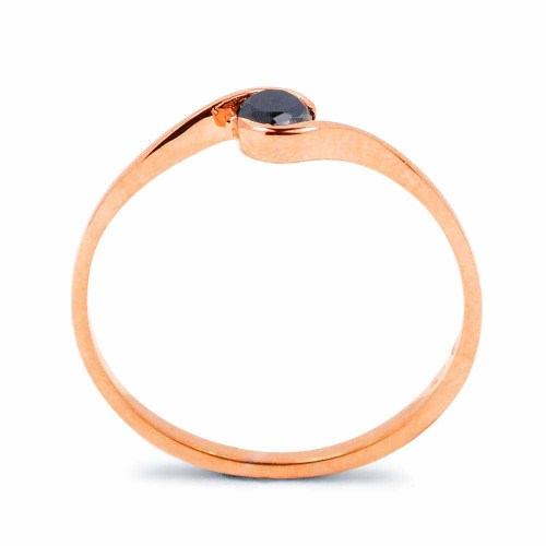 Rosegold eljegyzési gyűrű, fekete gyémánt - íves