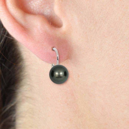Tahiti gyöngy fülbevaló - kapcsos - 10mm